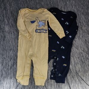 Carter's Yellow and Navy Excavator Sleepers